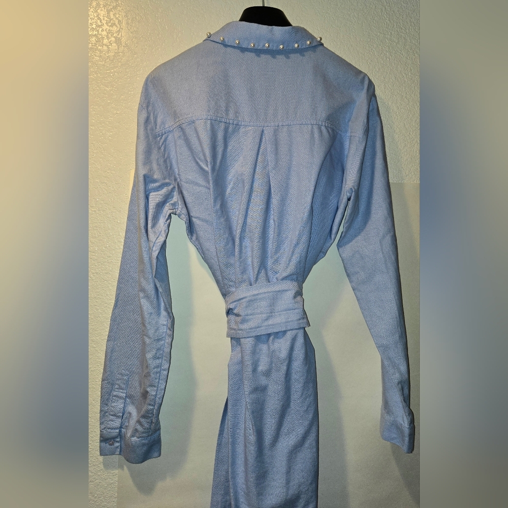 Zara Basic, Poplin Light Blue Button-Up Shirt Wit… - image 8